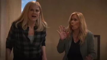 Vince Plaid Cashmere Cardigan worn by Carol (Kristen Johnston) as seen in Leanne (S01E05)