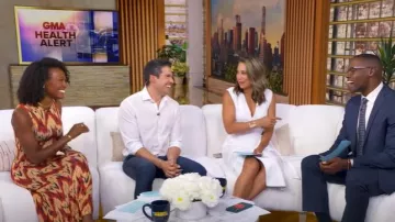 Vestido midi de jersey elástico estampado Orla de Ulla Johnson usado por Janai Norman como se ve en Good Morning America el 5 de agosto de 2025