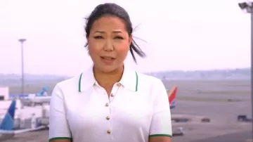 Brooks Brothers Tipped Polo Sweater worn by Stephanie Ramos as seen in Good Morning America on August 5, 2025