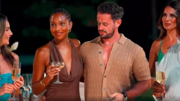 LPA Estelle Maxi Dress in Chocolate worn by Bailey Brown as seen in Bachelor in Paradise (S10E06)