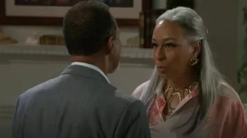 Alexis Bittar Solanales Two-Tone & Crystal Twisted Button Stud Earrings worn by Anita Dupree (Tamara Tunie) as seen in Beyond the Gates (S01E91)