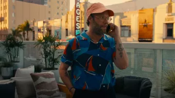 Camisa Polo Ralph Lauren Azul Hawaiano Nautical Loop Collar usado por Will (Seth Rogen) como se ve en Platonic (S02E02)