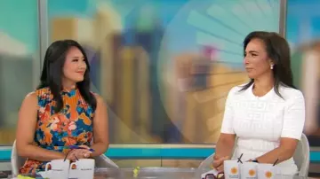 Givenchy 4G Pointelle Mini Dress worn by Michelle Miller as seen in CBS Mornings on July 27, 2025