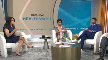 Veronica Beard Aimee Dress worn by Celine Gounder as seen in CBS Mornings on July 30, 2025