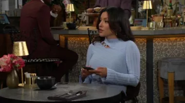 Cult Gaia Tayla Top in Coastal worn by Audra Charles ( Zuleyka Silver) as seen in The Young and the Restless on July 31, 2025