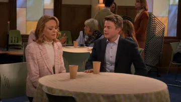 Jones New York Plaid Tweed Faux Double Breasted Jacket worn by Mary (Jayma Mays) as seen in Leanne (S01E09)