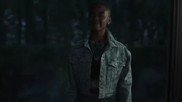 Bape Solid Camo Cropped Denim Jacket worn by Bianca Barclay (Joy Sunday) as seen in Wednesday (S02E02)