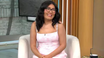 Oscar de la Renta Tweed Mini Dress worn by Jenny Han as seen in CBS Mornings on August 7, 2025
