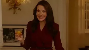 And Just Like That S03 Kristin Davis Burgundy Coat Dress of Charlotte York (Kristin Davis) as seen in And Just Like That… (S03E12)