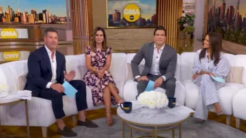 Sandro Rhinestone Striped Wide-Leg Trousers worn by Rocsi Diaz as seen in Good Morning America on August 8, 2025