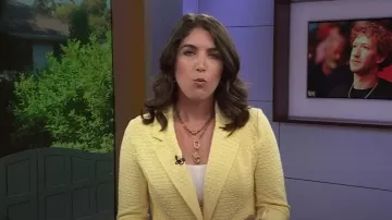 Porridge Kiera Knit Blazer worn by Liz Kreutz as seen in Today on August 11, 2025