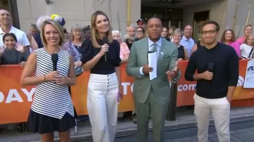 Tanya Taylor Regina Layered Knit Minidress worn by Dylan Dreyer as seen in Today on August 11, 2025