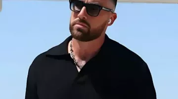 Arizona 2025 Knit Polo Shirt worn by Travis Kelce in Kylie Kelce Reveals Taylor Swift's Appearance at Chiefs vs Cardinals Game While Commenting on ESPN