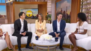 Suéter de mezcla de algodón de manga corta a rayas NVLT usado por Janai Norman como se ve en Good Morning America el 11 de agosto de 2025