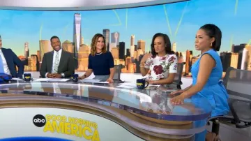 Vestido sin mangas de cintura fruncida Hobbs Eloise usado por Stephanie Ramos como se ve en Good Morning America el 11 de agosto de 2025