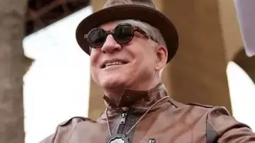 Only Murders in the Building S02 Steve Martin Brown Leather Jacket worn by Charles-Haden Savage (Steve Martin) in Only Murders in the Building (S02E10)