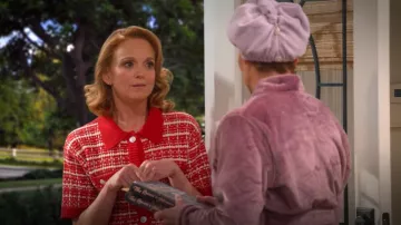 Aqua Tweed Cardigan worn by Mary (Jayma Mays) as seen in Leanne (S01E12)