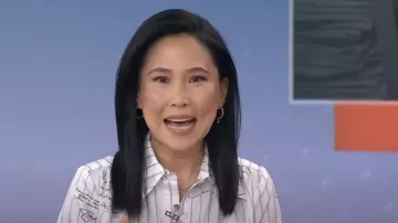 Gravitas Kamala Oversized Button Down Top worn by Vicky Nguyen as seen in Today on August 12, 2025