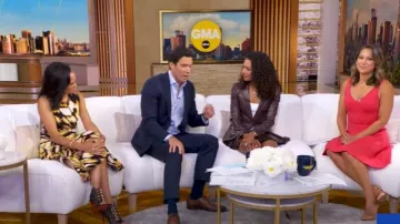 Oscar de la Renta Butterfly Jacquard-Knit Crewneck Midi-Dress worn by Linsey Davis as seen in Good Morning America on August 12, 2025