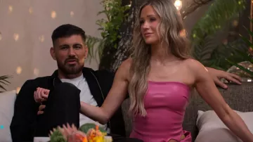 Superdown Nayeli Faux Leather Mini Dress worn by Rachel Recchia as seen in Perfect Match (S03E06)