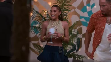 Pretty Little Thing Indigo Vintage Wash Denim Buckle Detail Ultra Mini Skirt worn by Lucy Syed as seen in Perfect Match (S03E06)