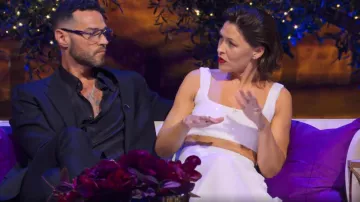 Galvan Bridal Beating Heart Sequined Maxi Skirt worn by Emma Willis as seen in Love Is Blind: UK (S01E12)