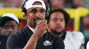 Philadelphia Eagles 2025 Black Shirt worn by Jalen Hurts in the YouTube video Jalen Hurts 2024 Season Highlights