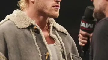WWE Logan Paul 2025 Grey Shearling Jacket worn by Logan Paul in Full Raw highlights: Feb. 24, 2025