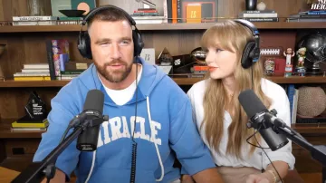 Travis Kelce Miracle Cut Off Hoodie of Travis Kelce in Everything Taylor Swift and Travis Kelce Revealed About Their Relationship on New Heights