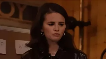 This Black Leather Mid Length Coat worn by Mabel Mora (Selena Gomez) in Only Murders in the Building (S05)