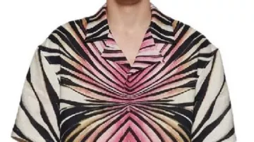 E! News 2025 Pink Printed Shirt worn by Travis Kelce as seen in E! News