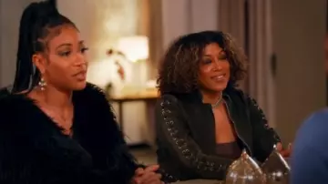 Fashion Nova Take Notes Lace Up Stretch Denim Jacket Olive worn by Taylor as seen in Caught in the Act: Double Life (S01E02)