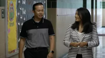 Loft Striped Knit Modern Blazer worn by Nancy Chen as seen in CBS Mornings on August 19, 2025