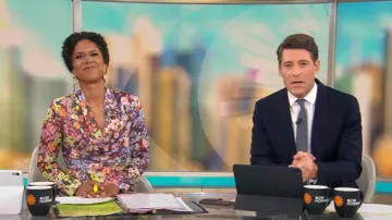 Vestido de Amanda Uprichard Salvador usado por Adriana Díaz como se ve en CBS Mornings el 20 de agosto de 2025