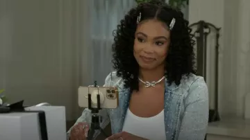 Self Portrait Diamante Bow Tennis Choker worn by Chelsea Hamilton (RhonniRose Mantilla) as seen in Beyond the Gates (S01E101)
