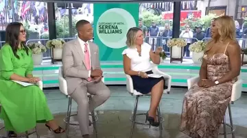 L'Agence Ryker Silk Maxi Skirt worn by Serena Williams as seen in Today on  August 21, 2025