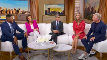 Ba&Sh Corazon Wrap Mini Dress worn by Lara Spencer as seen in Good Morning America on August 21, 2025