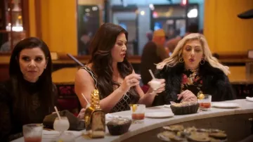 Maje Mini Pleated Dress worn by Emily Simpson as seen in The Real Housewives of Orange County (S19E07)