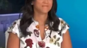 The Today Show 2025 Laura Jarrett White Floral Silk Top