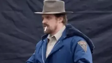 Stranger Things Jim Hopper Blue Hooded Jacket used by Jim Hopper (David Harbour) as seen in Stranger Things