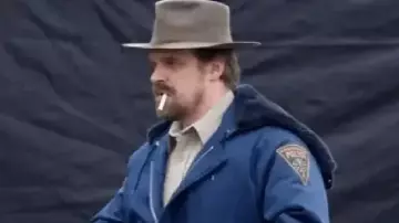 Stranger Things Jim Hopper Blue Hooded Jacket used by Jim Hopper (David Harbour) as seen in Stranger Things