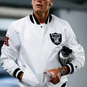 White Bomber Jacket worn by Tom Brady Raiders