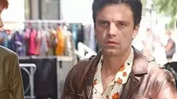 A Different Man 2024 Sebastian Stan Brown Leather Jacket worn by Edward (Sebastian Stan) as seen in A Different Man