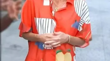 Red Fruit Print Romper worn by Keltie Knight in E! News 2025