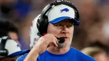 This Sweatshirt worn by Sean McDermott in Sean McDermott Disappointed with Bills' Preseason Blowout Loss: 'Not Up to Our Standard'