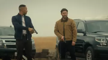 Lucky Brand Corduroy Collar Trucker Jacket worn by Mark Meachum (Jensen Ackles) as seen in Countdown (S01E06)