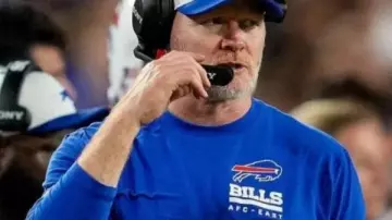 NFL Preseason 2025 Buffalo Bills Sweatshirt of Sean McDermott worn by Sean McDermott in Sean McDermott Talks Preseason Finale Win Over Tampa Bay Buccaneers | Buffalo Bills