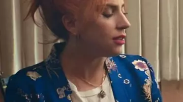 La­dy Gaga Blue Flo­ral Jack­et worn by Ally Campana (Lady Gaga) in A Star Is Born || A Star Is Born La­dy Gaga Blue Flo­ral Jack­et