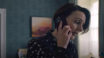 COS Black Feather Print Button Down Shirt worn by Abigail Dalton (Suranne Jones) as seen in Hostage (S01E03)