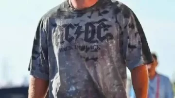 ACDC Back In Black Vintage T-Shirt worn by Travis Kelce